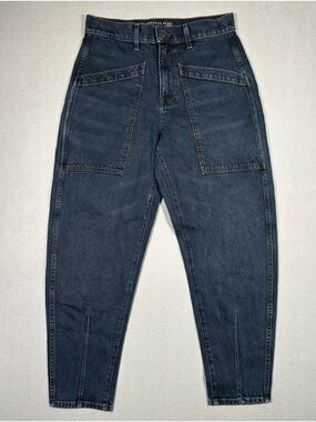 Veronica Beard Charlie Barrel Leg High Rise Pants Women’s 27 Blue Pockets